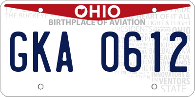 OH license plate GKA0612
