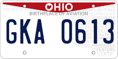 OH license plate GKA0613