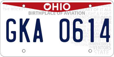 OH license plate GKA0614