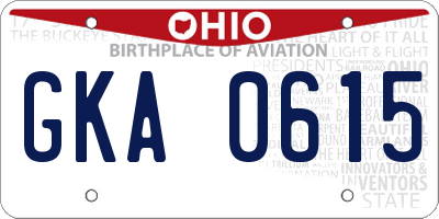 OH license plate GKA0615