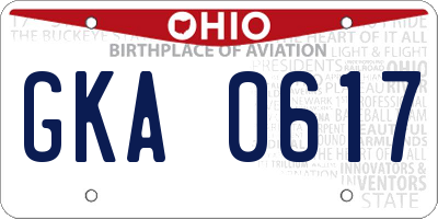 OH license plate GKA0617