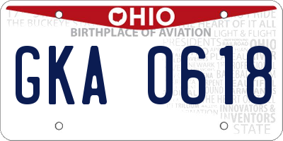 OH license plate GKA0618