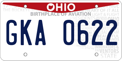 OH license plate GKA0622