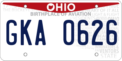 OH license plate GKA0626