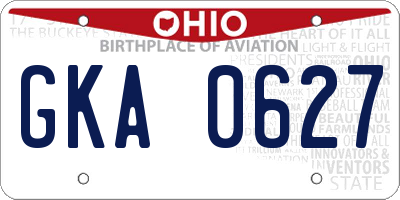 OH license plate GKA0627