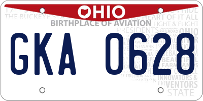 OH license plate GKA0628