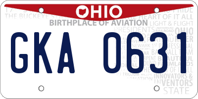 OH license plate GKA0631