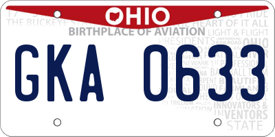 OH license plate GKA0633