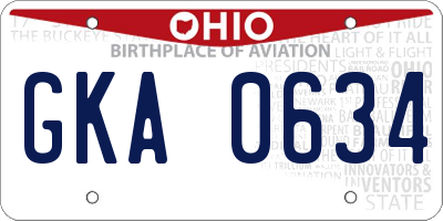 OH license plate GKA0634