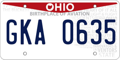 OH license plate GKA0635