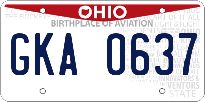 OH license plate GKA0637