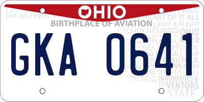 OH license plate GKA0641
