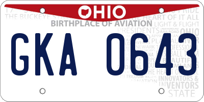 OH license plate GKA0643
