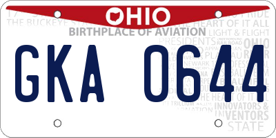 OH license plate GKA0644