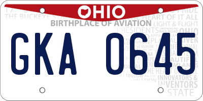 OH license plate GKA0645