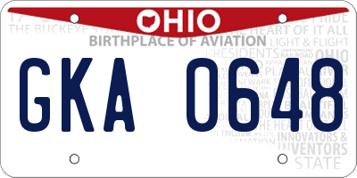 OH license plate GKA0648