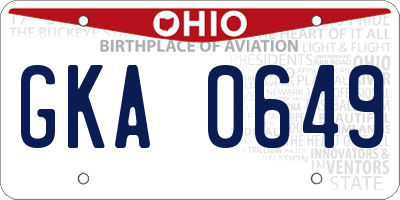 OH license plate GKA0649