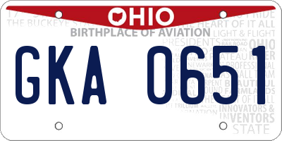 OH license plate GKA0651