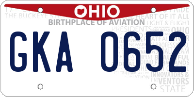 OH license plate GKA0652