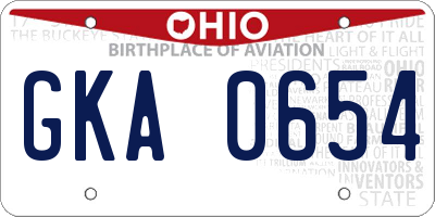 OH license plate GKA0654