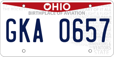 OH license plate GKA0657