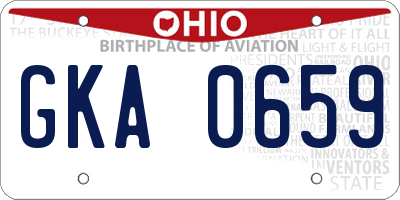 OH license plate GKA0659