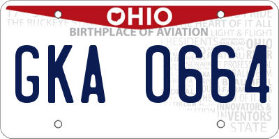 OH license plate GKA0664