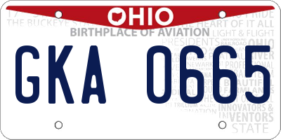 OH license plate GKA0665