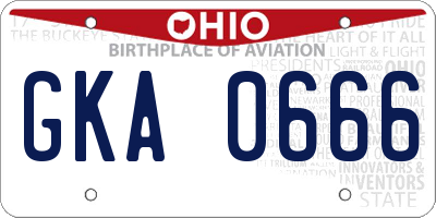 OH license plate GKA0666