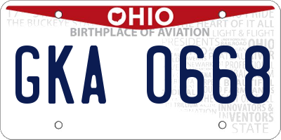 OH license plate GKA0668