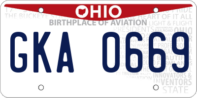 OH license plate GKA0669