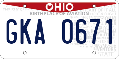 OH license plate GKA0671