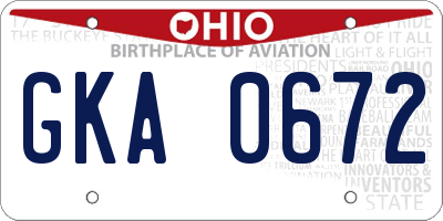 OH license plate GKA0672