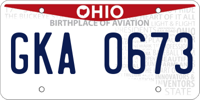 OH license plate GKA0673