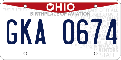 OH license plate GKA0674
