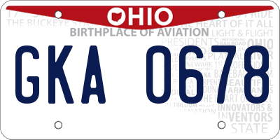 OH license plate GKA0678
