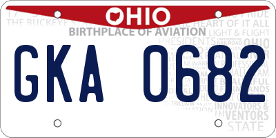 OH license plate GKA0682