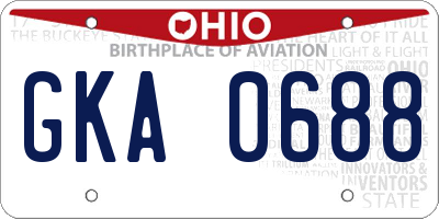 OH license plate GKA0688