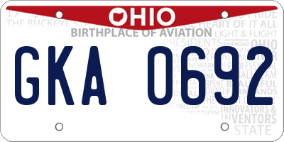 OH license plate GKA0692