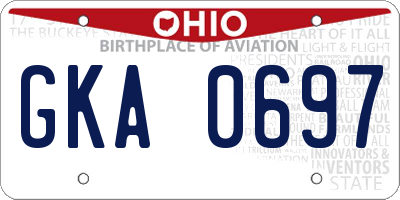 OH license plate GKA0697