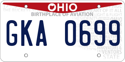 OH license plate GKA0699