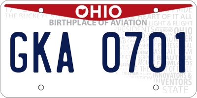 OH license plate GKA0701