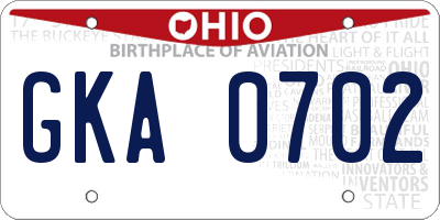 OH license plate GKA0702