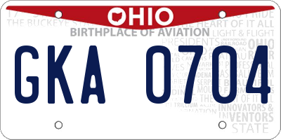 OH license plate GKA0704