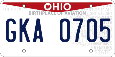 OH license plate GKA0705