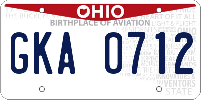 OH license plate GKA0712