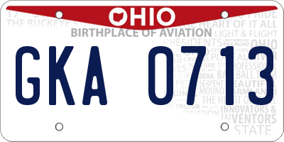 OH license plate GKA0713
