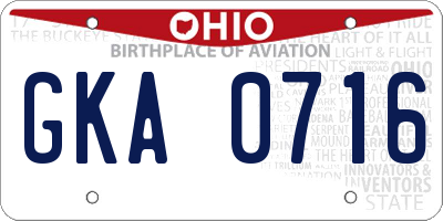 OH license plate GKA0716