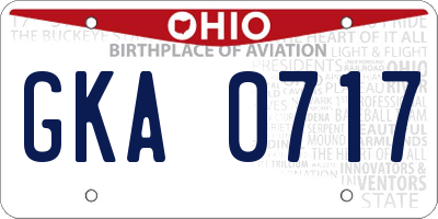 OH license plate GKA0717