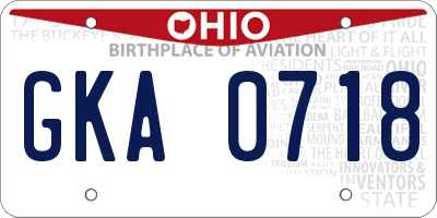 OH license plate GKA0718